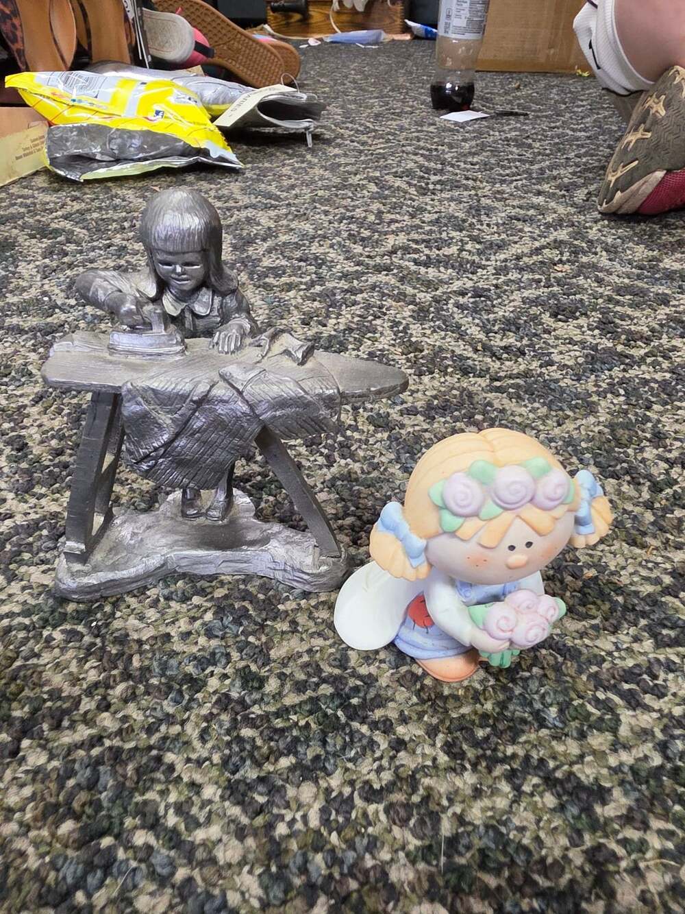Michael Ricker Pewter Figurine Girl Ironing 1989